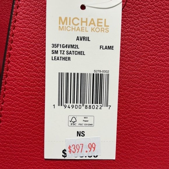 Michael Kors Avril Small Leather Top-Zip Satchel Color Flame - Picture 10 of 16